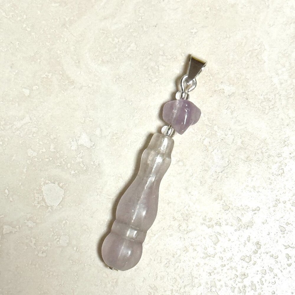 Natural Pale Purple Amethyst Genuine Gemstone Pendant